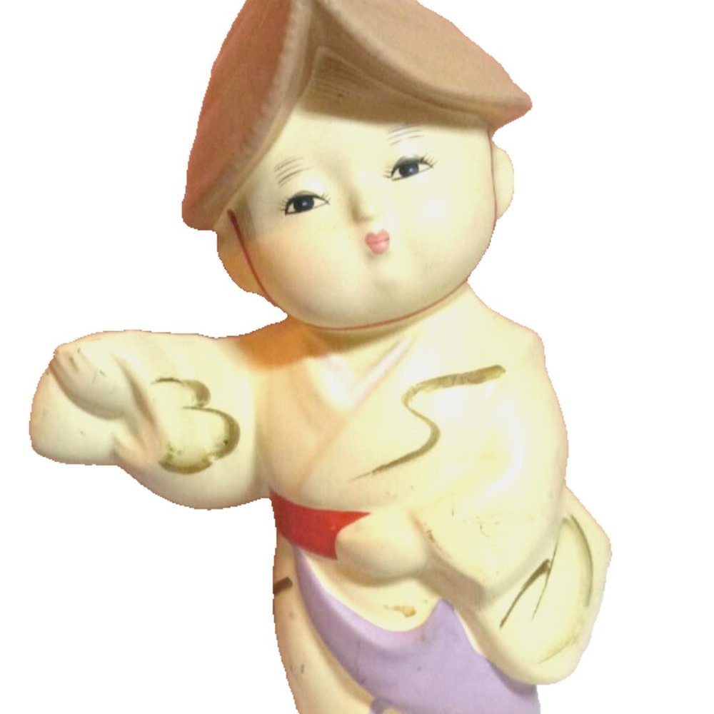 Japanese Figure Okimono Hand painted Porcelain Okimono Very old figurine